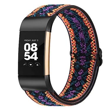 Imagem de Oumida Pulseira de nylon elástica compatível com Fitbit Charge 2 para mulheres e homens, pulseiras esportivas trançadas macias ajustáveis para Fitbit Charge 2 Fitness (roxo boêmio)