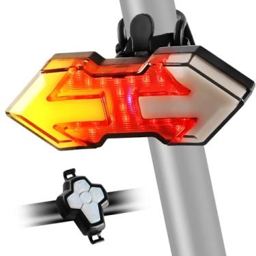 Imagem de NHHEO Luz traseira de bicicleta com setas, controle remoto sem fio recarregável por USB - 11 modos de luz traseira de LED brilhante, luz de selim de aviso de segurança à prova d'água para noite