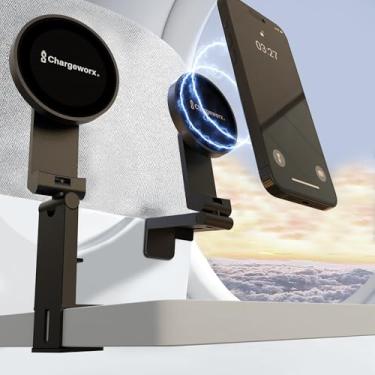 Imagem de CHARGEWORX Suporte para smartphone compatível com Magsafe | para aviões, carros, casa, escritório | Rotação de 360 graus e braçadeira dobrável, perfeito para viagens