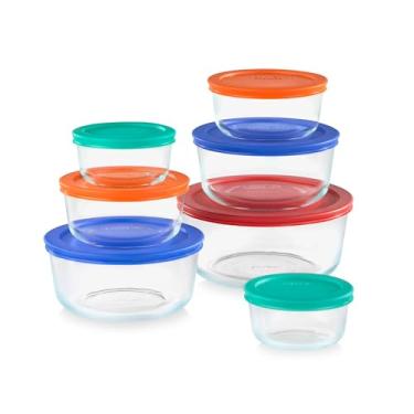 Imagem de Pyrex Simply Store Recipientes de vidro para armazenamento de alimentos (conjunto de 14 peças, tampas livres de BPA, seguro para forno)
