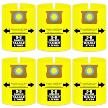 Imagem de Sacos de 5 a 8 galões para aspirador de pó tipo E 90661, tipo H 90671, sacos de filtro de vácuo secos úmidos de camada dupla, número de peça VF2004, VHBS, VDBS, 9066133, 9067133, pacote com 6
