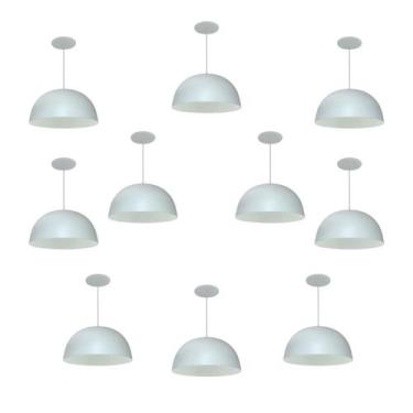 Imagem de Kit 10 Luminária Pendente Meia Lua 24cm Com Interior Branco Brilho Fia