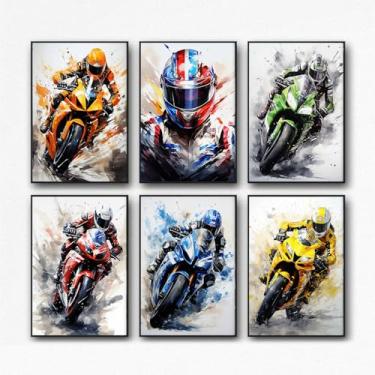 Imagem de ELSARBEINA Pôster de carro 6 peças de pôster de supercarro MotoGP impressões de arte para paredes vintage carro de corrida arte de parede para quarto de meninos (sem moldura, 20 x 30 cm)