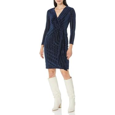 Imagem de Maggy London Vestido feminino para festas de fim de ano, brilhante, brilhante, metálico, para festa, convidada, azul marinho, Azul marino, 38