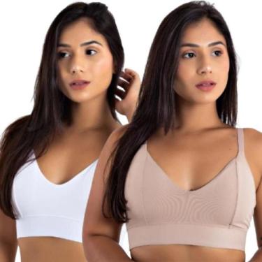 Imagem de Kit 2 Sutiã Feminino Sem Bojo Reforçado Básico Frente Única Lingerie C