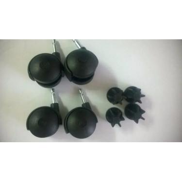 Imagem de Kit Com 4 Rodinhas Giratórias Pretas Para Araras de Roupas Chão e Móve