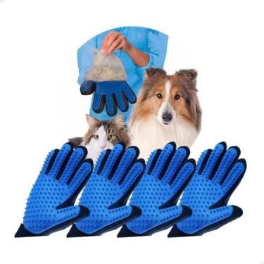 Imagem de Kit 4 Luva Pet Escova Tira Remove Pelo Cachorro Cão Gato Magnética - F