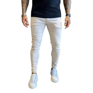 Imagem de Calça Alfaiataria Masculina Super Skinny Bolso Faca J Jones, Bege, 46
