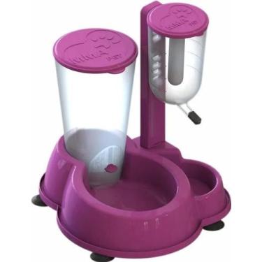 Imagem de Bebedouro E Comedouro Luxo Para Cães e Gatos com Porta Ração - MMA PET