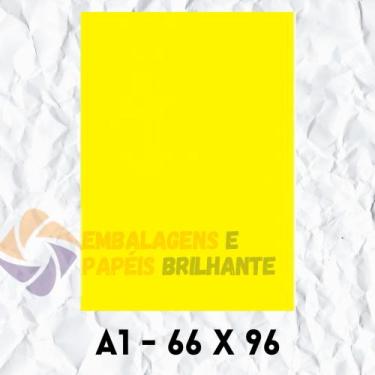 Imagem de Amarelo Liso 66x96 - 50 unidades - Embalagens e Papeis Brilhante 