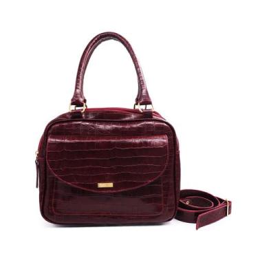 Imagem de Bolsa de couro tiracolo bordô Débora - Lançamento