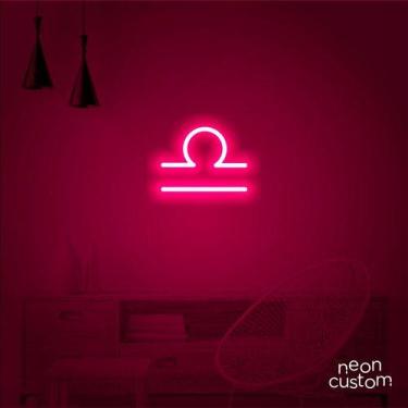 Imagem de luminaria letreiro Neon Led Signo Libra 100x80 luminoso decoração p/ s