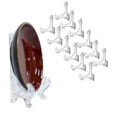Imagem de Kit 12 Peças Suporte P/ Pratos Acrílico Transparente 10cm