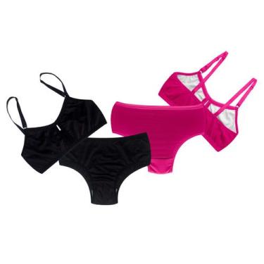 Imagem de Kit 2 Conjunto De Calcinha E Sutiã Adolescente Infantil De Microfibra 
