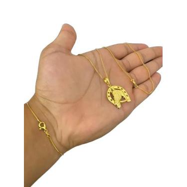 Imagem de Cordão + Pulseira Veneziana + Ferradura - Banhado a Ouro 18k - ToJoia1