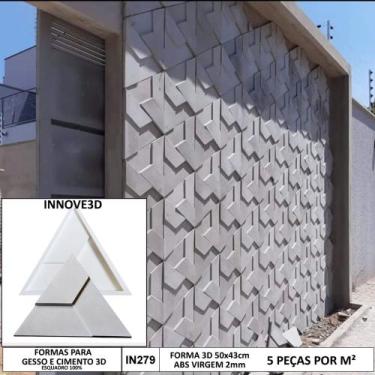 Imagem de Fôrma Molde Gesso 3d Triangulo Trapezio 50x43 Forma Para Gesso/cimento