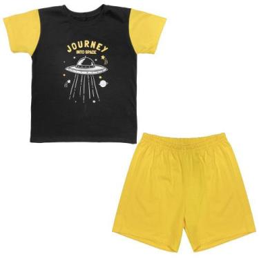Imagem de Pijama Juvenil Look Jeans Space Curto - AMARELO - 4, Amarelo, 4