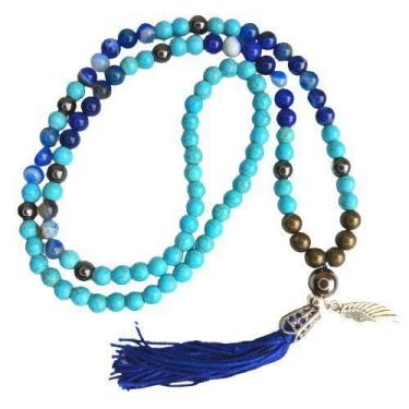 Imagem de Japamala Em Pedras Howlita Turquesa, Ágata, Hematita, Pirita - Encanto