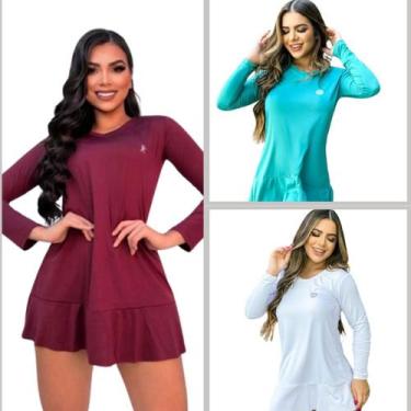 Imagem de Kit 3 Saídas de Praia Vestido feminino proteção solar UV 50+ FPS - For