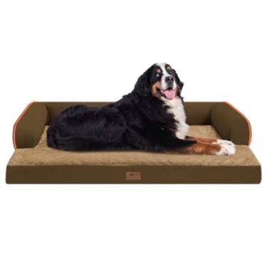 Imagem de Cama ortopédica grande para cães lavável: camas de cachorro marrom Gaint Size com capa lavável removível, 3GG sofá ortopédico grande para cães de estimação grandes