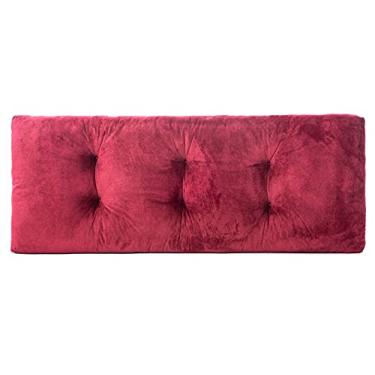 Imagem de Almofada de banco, almofadas de banco ao ar livre para pátio, almofada de assento tufado antiderrapante para piquenique, balanço, vime, banco de jardim, interior, armazenamento de sapatos, janela, piano, jantar (91,4 cm x 35,5 cm, vermelho escuro
