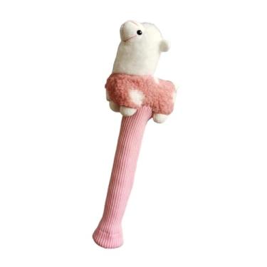 Imagem de Vaveren Capa para cabo de raquete de badminton, capa para cabo de raquete de tricô de bicho de pelúcia, capa para de badminton, Rosa