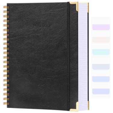 Imagem de Caderno de papel quadriculado, caderno espiral de 21,5 cm x 28 cm, caderno gráfico de capa dura de 300 páginas para escola, cadernos de couro para trabalho, engenharia, caderno grosso e grande com grade A4, 5 quadrados, 24 unidades, preto