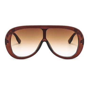 Imagem de willochra Óculos de sol piloto de tamanho grande feminino moderno armação grande óculos de sol máscara óculos de sol moderno armação de metal persianas ovais, Chás, Medium