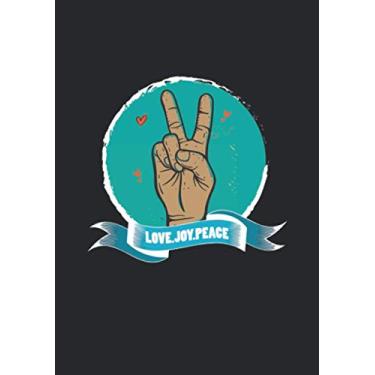 Imagem de Notizbuch A5 dotted, gepunktet, punktiert mit Softcover Design: Love Peace Hand Victroy Zeichen Handzeichen Frieden Symbol: 120 dotted (Punktgitter) DIN A5 Seiten