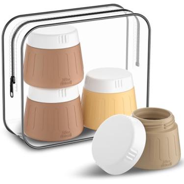 Imagem de Gemice Recipientes de viagem de 85 g para artigos de higiene pessoal, pacote com 4 recipientes de higiene pessoal aprovados pela TSA para viagem, pequenos frascos de silicone essenciais de viagem à