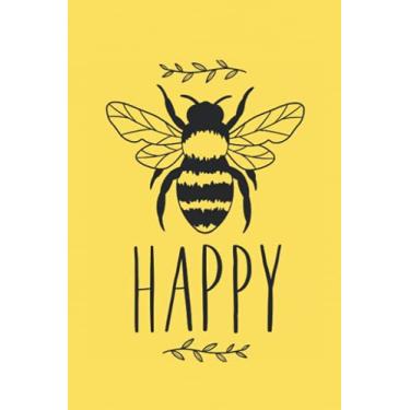 Imagem de Bee Happy Journal | Inspirational gift for bee lovers | Yellow 6x9, 120 page dot grid bullet journal notebook