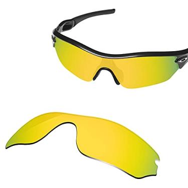 Imagem de Lentes de óculos de sol de substituição Glintbay Precise-Fit para Oakley Radar Edge OO9184, Polarized 24k Gold Mirror, Small