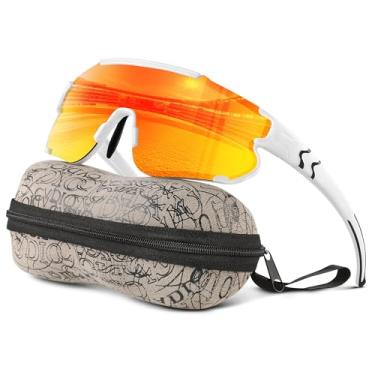 Imagem de Kegrimi Óculos de sol polarizados de beisebol infantil: óculos de sol esportivos para meninos e meninas de 6 a 12 anos, óculos de sol juvenis para ciclismo, corrida, Lente laranja com armação branca