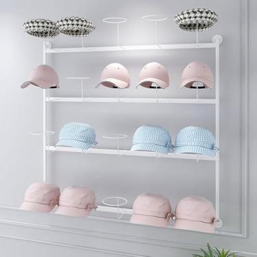 Imagem de Rack de armazenamento de chapéus, suporte para parede de metal, bonés de beisebol, organizador de chapéus, expositor, moderno, metal, chapéus, armazenamento, fixados na parede, cabide para shopping