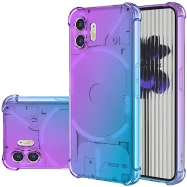 Imagem de Gufuwo Capa para Nothing Phone 2, Nothing Phone Two A065 Capa fofa para meninas e mulheres, capa protetora de TPU macio antiarranhões à prova de choque para telefone Nothing Phone 2 roxo/azul