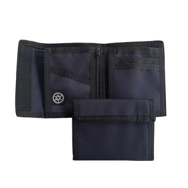 Imagem de Carteira dobrável de nylon com bolso para moedas com zíper, Azul-marinho escuro, One Size, Carteira dobrável
