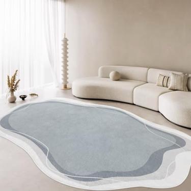 Imagem de Poowe Tapete de área interno vintage para sala de estar tapete lavável envelhecido tapete de nuvem ondas borda quarto tapete retrô para escritório sala de jantar banheiro - azul 8 x 1,5 m