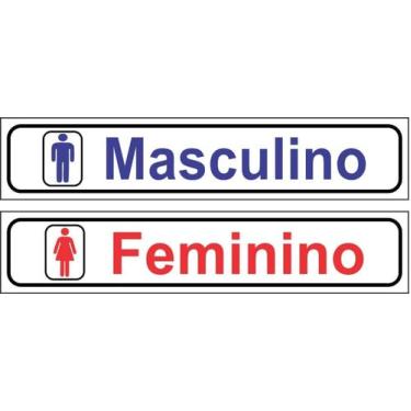 Imagem de 2 Placas Banheiro Masculino E Feminino Sanitário 25x5cm