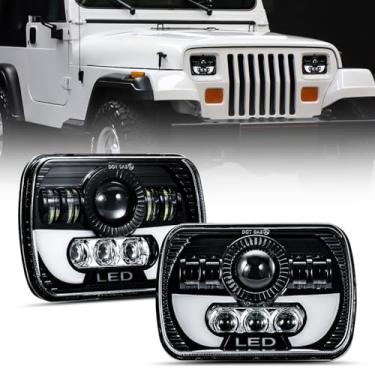 Imagem de LLPTA Kit de conversão de feixe selado quadrado retangular 2 peças DOT/SAE 12 x 17 cm x 15 cm padrão LED super brilhante DRL luzes diurnas branco alto / baixo projetor farol conjunto de faróis +