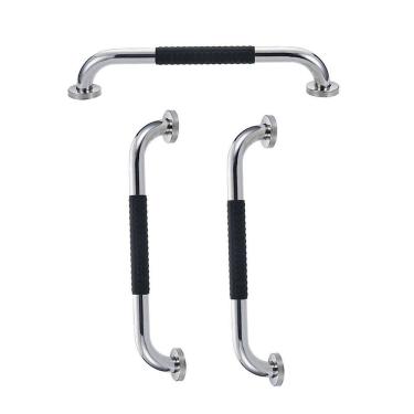 Imagem de Barra de Apoio 30cm Inox Suporte Antiderrapante Kit 3 unidades  Idoso Criança Gestante Cadeirante Banheiro Box Segurança