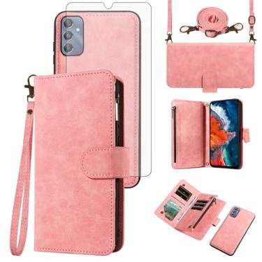 Imagem de Asuwish Capa de telefone para Samsung Galaxy A25 5G/A24 4G/M34/F34 /F34 capa de celular carteira com zíper com protetor de tela de vidro temperado alça transversal alça flip porta-cartão A 25 25A 24A