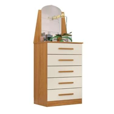 Imagem de Cômoda Veneza 5 Gavetas com Espelho Albatroz, carvalho grife/off