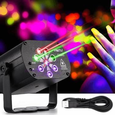 Imagem de Central Mini Laser Recarregável Discoteca Cores LED RGB 6mw Para Festa