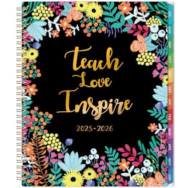 Imagem de Agenda de professores 2025-2026 - Agenda acadêmica de julho de 2025 a junho de 2026, 21 x 28 cm, livro de plano de aula, planejador de aula semanal e mensal com citações