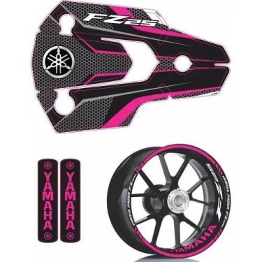Imagem de Kit Adesivos Prot Escape E Friso Yamaha Fazer Fz25 Rosa - Resitank