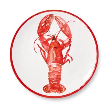 Imagem de Certified International Pratos de jantar de melamina Beach House Lagosta de 28 cm – Conjunto de 6, design náutico vibrante, durável, leve e seguro para lava-louças