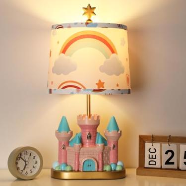 Imagem de Hamucd Abajur De Cabeceira De Castelo Para Criança, Abajur De Berçário De Princesa Rosa Para Decoração De Mesa De Cabeceira De Quarto De Menina, Abajur De Mesa Fofo Para Sala De Estudo, 1 Lâmpada Le