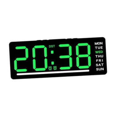 Imagem de FLCPJGV Relógio digital relógio de parede led relógio de mesa para escritório fundo mesa quarto, Número Verde