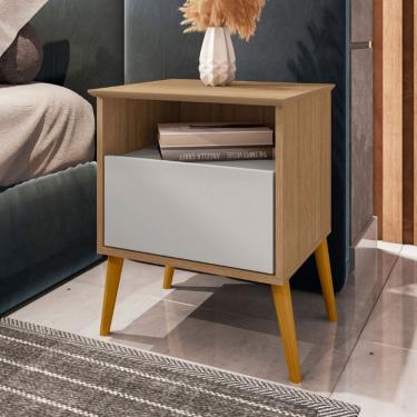 Imagem de Mesa de Cabeceira Cancun 1 Gaveta Cinamomo/Off White - Móveis Bechara