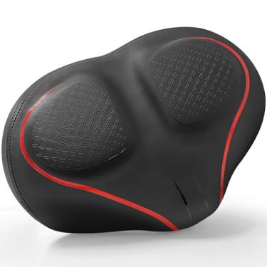 Imagem de Assento de bicicleta grande sem nariz confortável para bicicletas Peloton & Bike+, espuma viscoelástica larga e grossa, design de ranhura média, interior, exterior, exercício, substituição de almofada